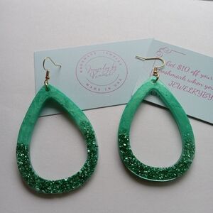 Hand Crafted Green Teardrop Earrings